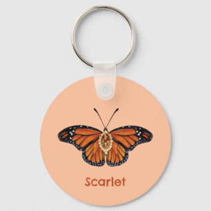 Porte-clés Papillon Monarque Citrine de novembre personnalisé