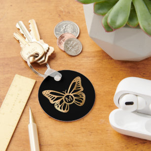 Porte-clés Papillon Monogrammé Doré Personnalisé