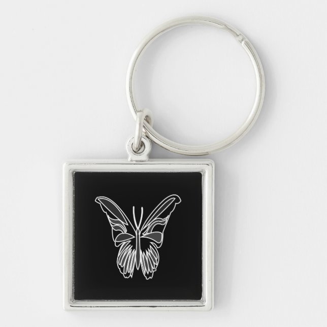 Porte-clés Papillon noir et blanc Luna Moth (Devant)