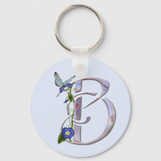 Porte-clés Papillon précieux initial B