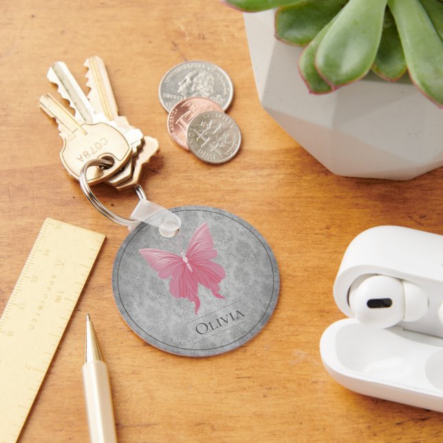 Porte-clés Papillon rose bijoux (Bureau)