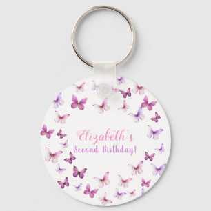 Porte-clés Papillon rose Deuxième anniversaire Fête Fille Fav