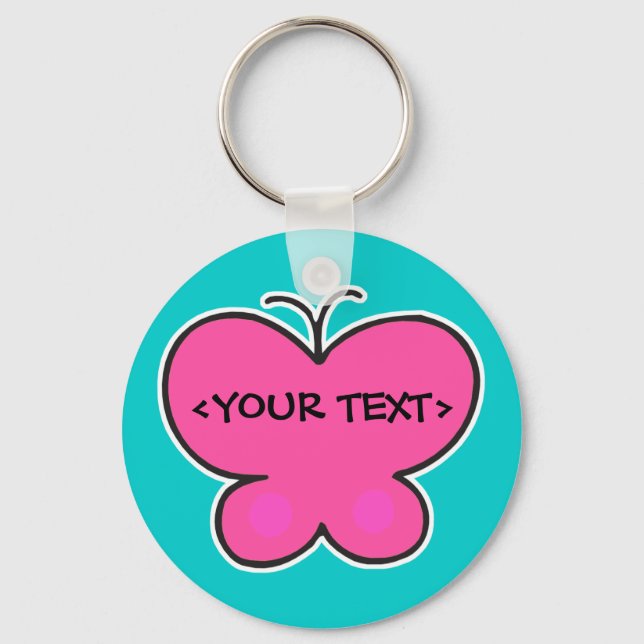 Porte-clés papillon rose mignon,<YOUR TEXT> (Recto)