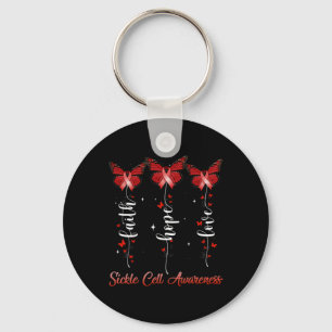 Porte-clés Papillon Ruban Faith Hope Love Sickle Cell Aware