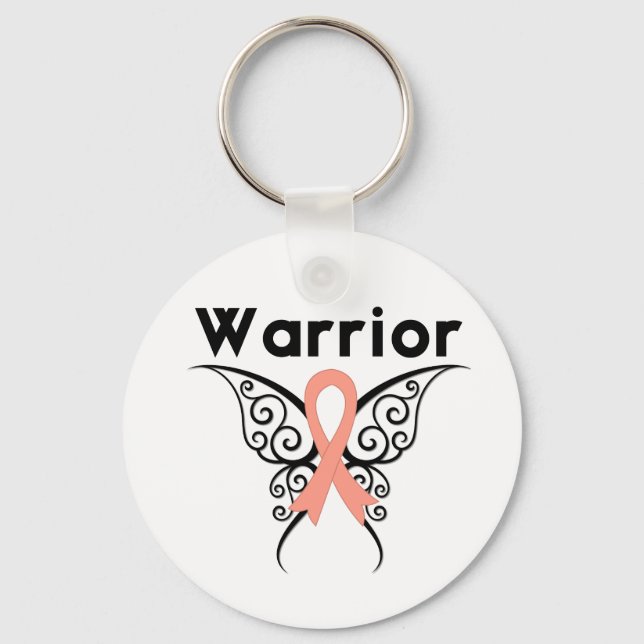 Porte-clés Papillon tribal guerrier du cancer utérin (Recto)