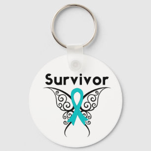 Porte-clés Papillon tribal survivant du cancer de l'ovaire