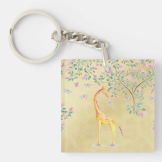 Porte-clés Papillons et fleur de girafe d'aquarelle