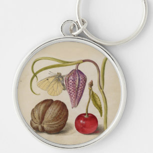 Porte-clés Papillons noix Fleur Cerisier Aquarelle Art