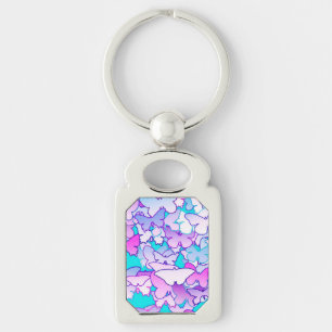 Porte-clés Papillons, violet et turquoise
