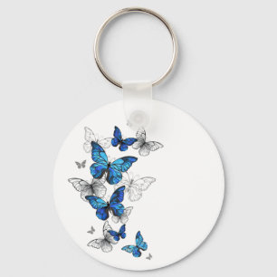 Porte-clés Papillons volants bleus Morpho
