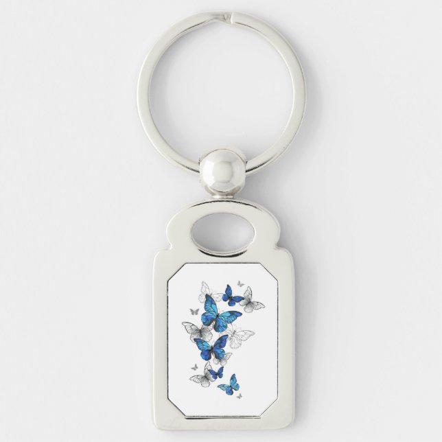Porte-clés Papillons volants bleus Morpho (Devant)