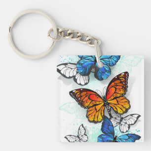 Porte-clés Papillons volants Morpho et Monarch