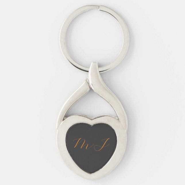 Porte-clés Paraphes de nom monogramme gris orange tendance un (Devant)