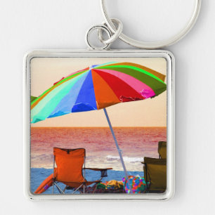 Porte-clés Parapluie et chaises de plage invertis colorés su