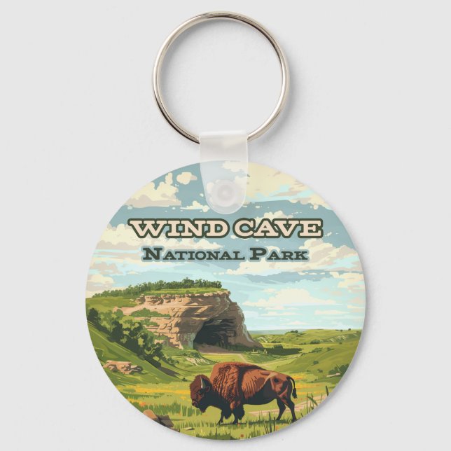 Porte-clés Parc national de Wind Cave Bison Dakota du Sud (Recto)