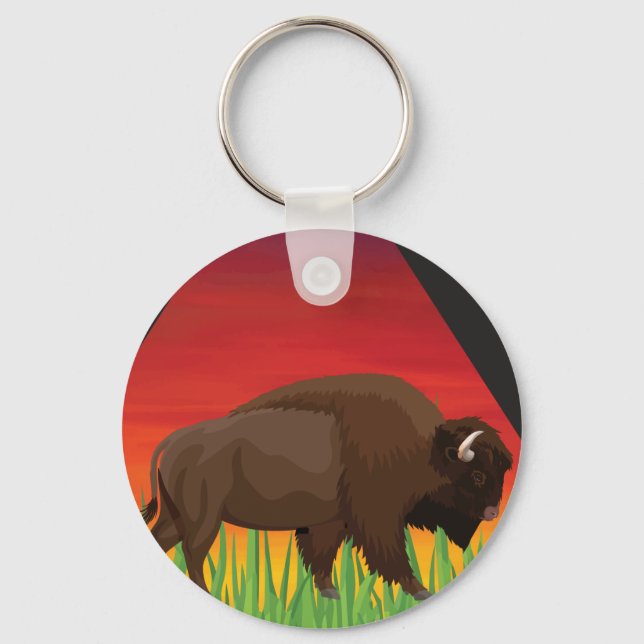 Porte-clés Parc national de Yellowstone Bison Wyoming Montana (Recto)