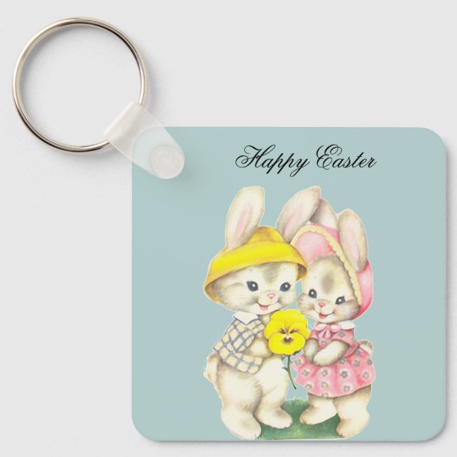 Porte-clés Parfait, Cool Joyeux Pâques, Lapin  (Recto)