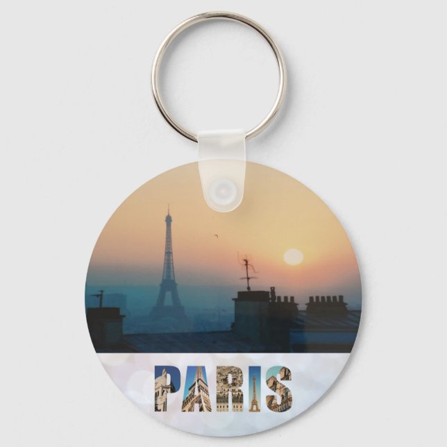 Porte-clés Paris Sunset Tour Eiffel France Ville Photo (Recto)