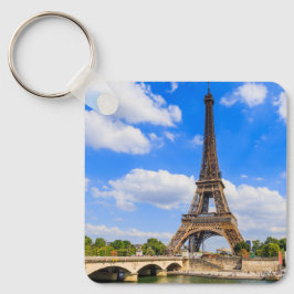 Porte-clés Paris, Tour Eiffel et Seine, France.