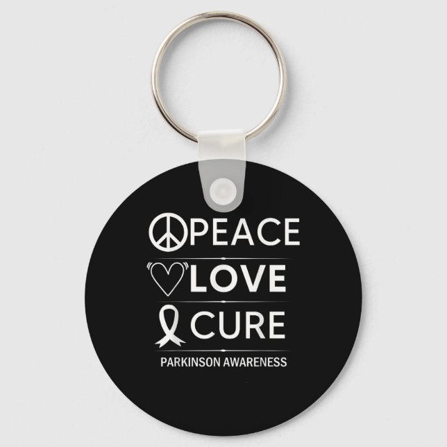 Porte-clés Parkinsons Maladie Sensibilisation Paix Amour Cure (Recto)