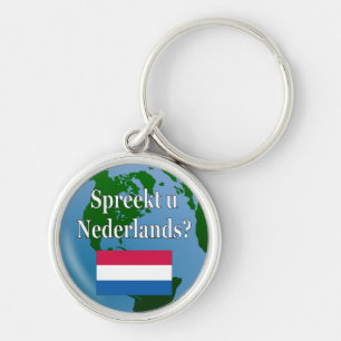 Porte-clés Parles-tu néerlandais ? en néerlandais. Drapeau et