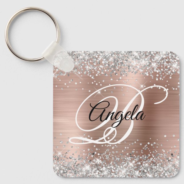 Porte-clés Parties scintillant argent Rose or huile Fancy Mon (Recto)