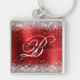 Porte-clés Parties scintillant argentée brillante Girl Red Fo