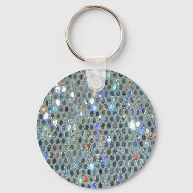 Porte-clés Parties scintillant brillante en argent brillant (Recto)