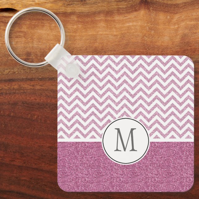 Porte-clés Parties scintillant Chevron de Glam Faux rose (Recto)