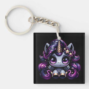 Porte-clés Parties scintillant de licorne noire du poney Twil