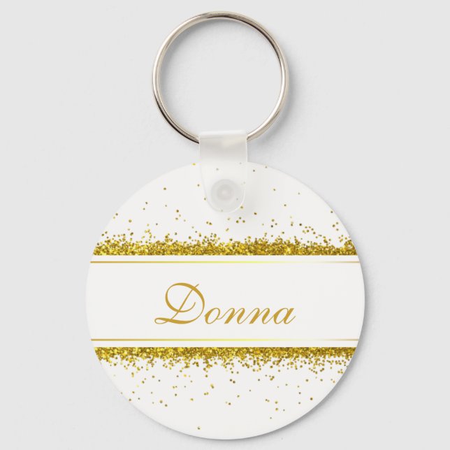 Porte-clés Parties scintillant d'or Faux Nom Confetti - Porte (Recto)