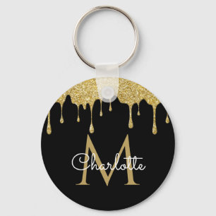 Porte-clés Parties scintillant d'or Lecteurs Monogramme Éléga