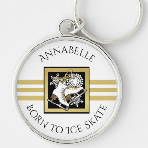 Porte-clés Parties scintillant d'or Noir Blanc Ice Patinage P