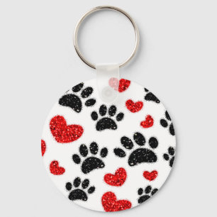 Porte-clés Parties scintillant Empreintes de pattes De Chien 