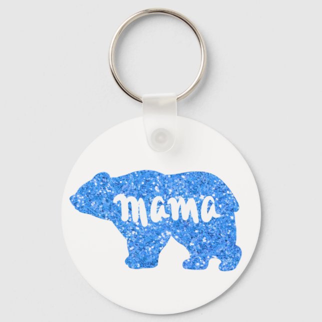 Porte-clés Parties scintillant étincelante bleue de mare Mama (Recto)