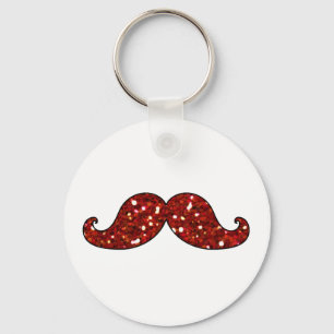 Porte-clés Parties scintillant IMPRIMÉE FUNNY RED MUSTACHE