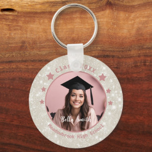 Porte-clés Parties scintillant moderne photo Dusty Pink Gradu