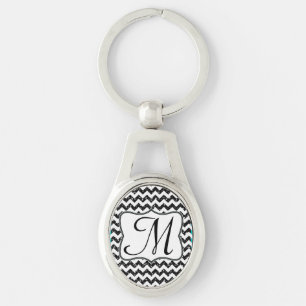 Porte-clés Parties scintillant noire moderne Chevron Zig Zag 