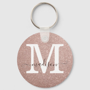 Porte-clés Parties scintillant or rose rose élégant Monogramm