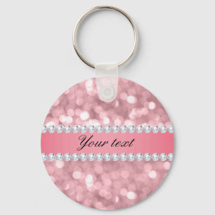 Porte-clés Parties scintillant rose Bokeh et diamants Personn
