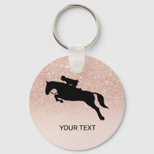Porte-clés Parties scintillant rose Cheval saut Dressage équ