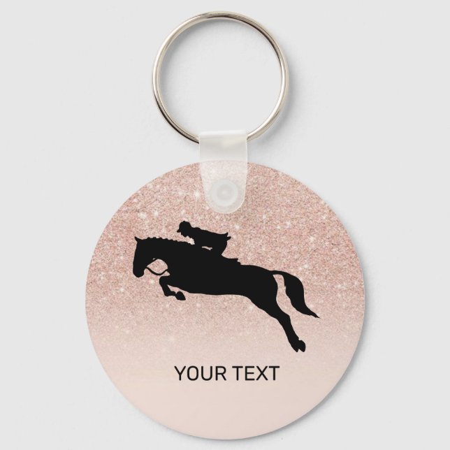Porte-clés Parties scintillant rose Cheval saut Dressage éque (Recto)