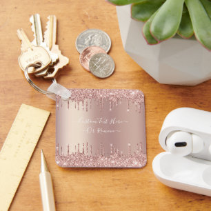 Porte-clés Parties scintillant rose Gold Blush Éclats Texte p