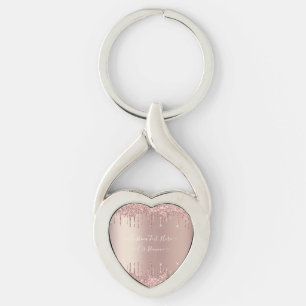 Porte-clés Parties scintillant rose Gold Blush  texte personn
