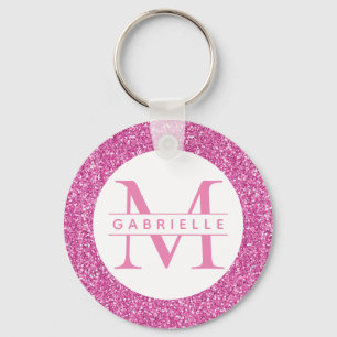 Porte-clés Parties scintillant rose Monogramme initial Nom pe
