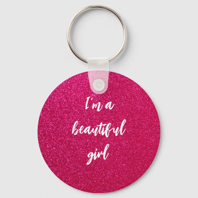 Porte-clés Parties scintillant rose pastel romantique (Recto)