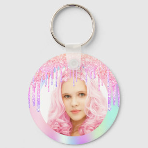 Porte-clés Parties scintillant rose violet gouttes photo fill