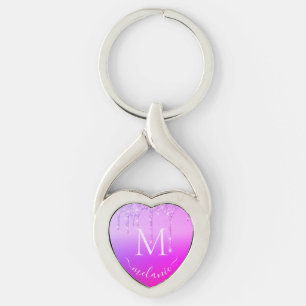 Porte-clés Parties scintillant rose violet Porte - clé de nom