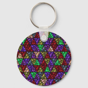 Porte-clés Parties scintillant. Rouge, vert, violet.