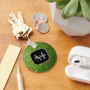 Porte-clés Parties scintillant vert clair brille Monogram
